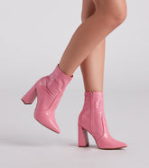 Savvy Sis Patent Pointed Toe Booties Newgew